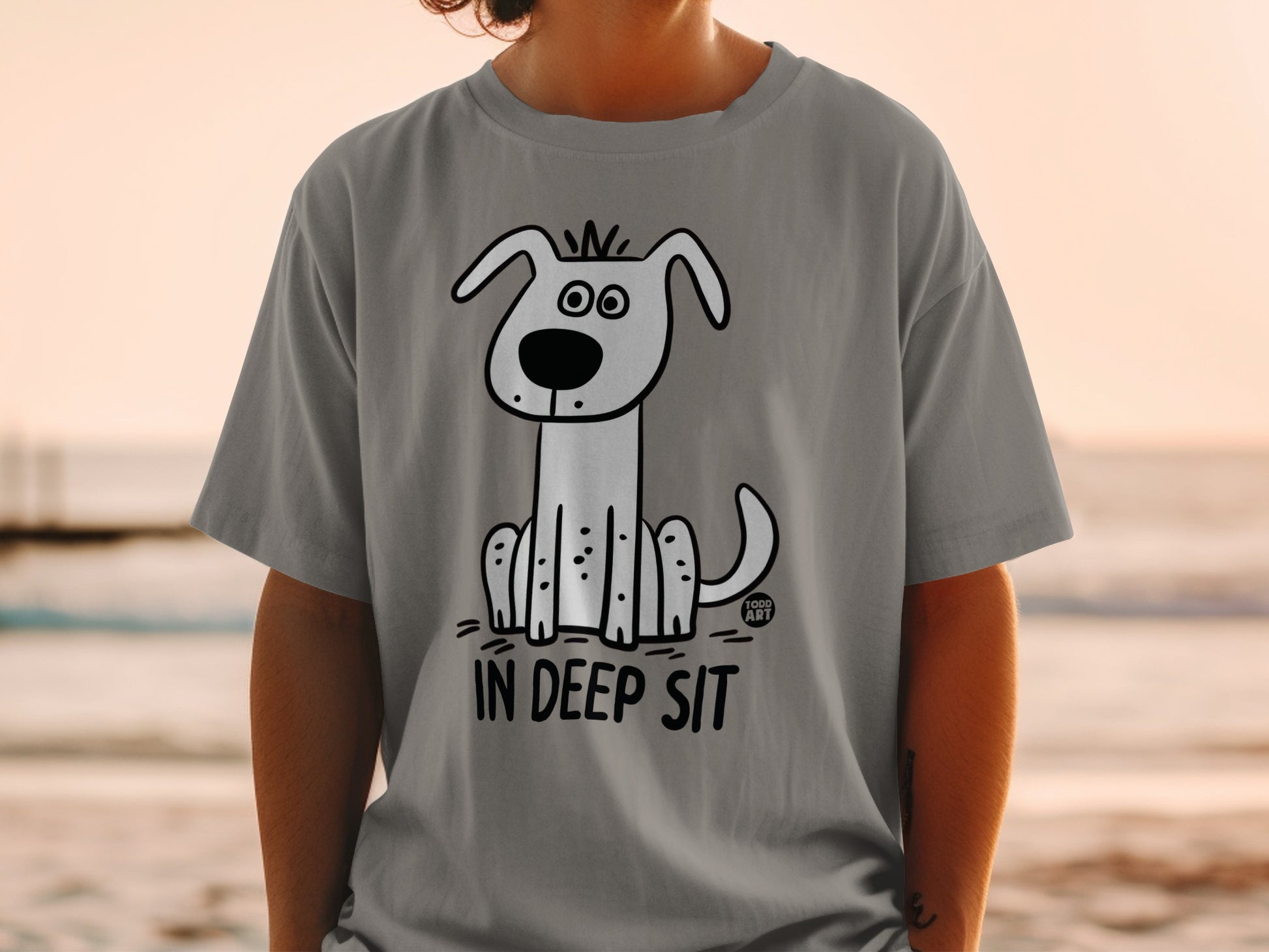 In Deep Sit Cute Dog Graphic T-Shirt