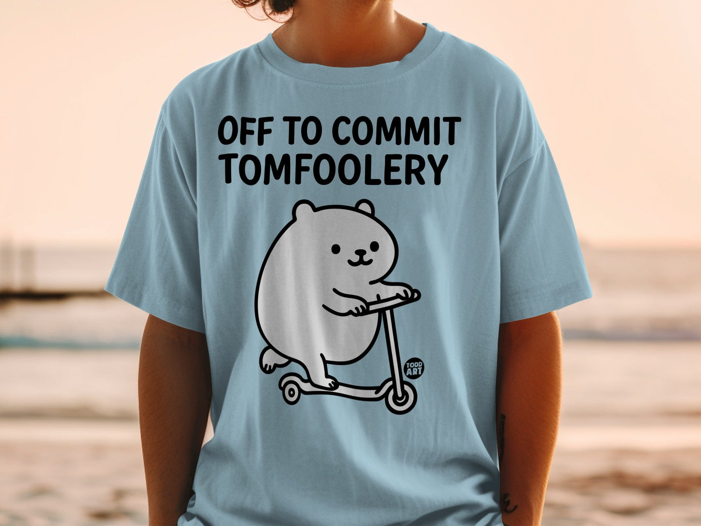 Off To Commit Tomfoolery Cartoon Bear T-Shirt