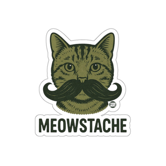 Meowstache Funny Cat with Mustache Sticker for Sale