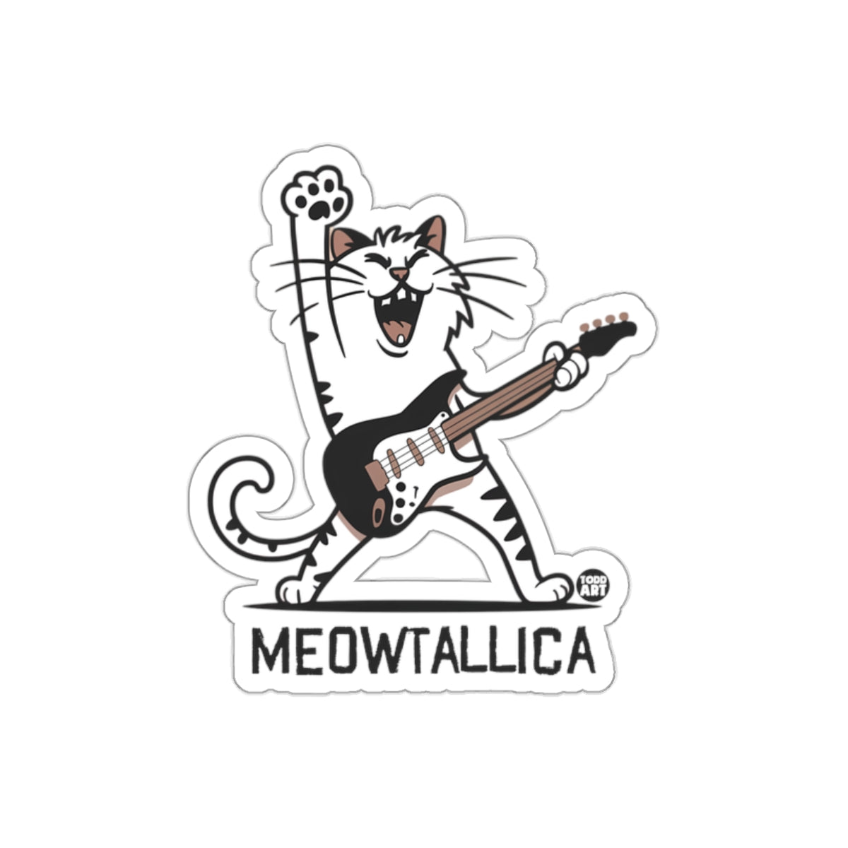 MEOWTALLICA Rocking Cat Guitar Sticker Fun Design