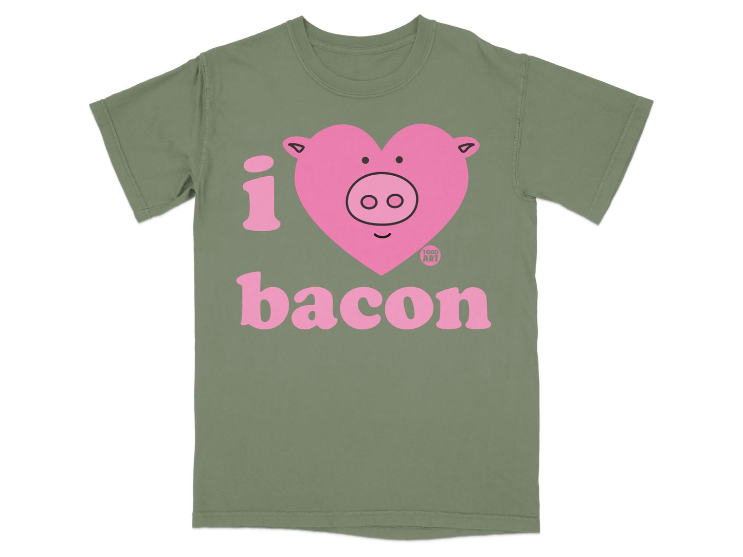 I Love Bacon Shirt with Cute Pig Design Novelty Tee