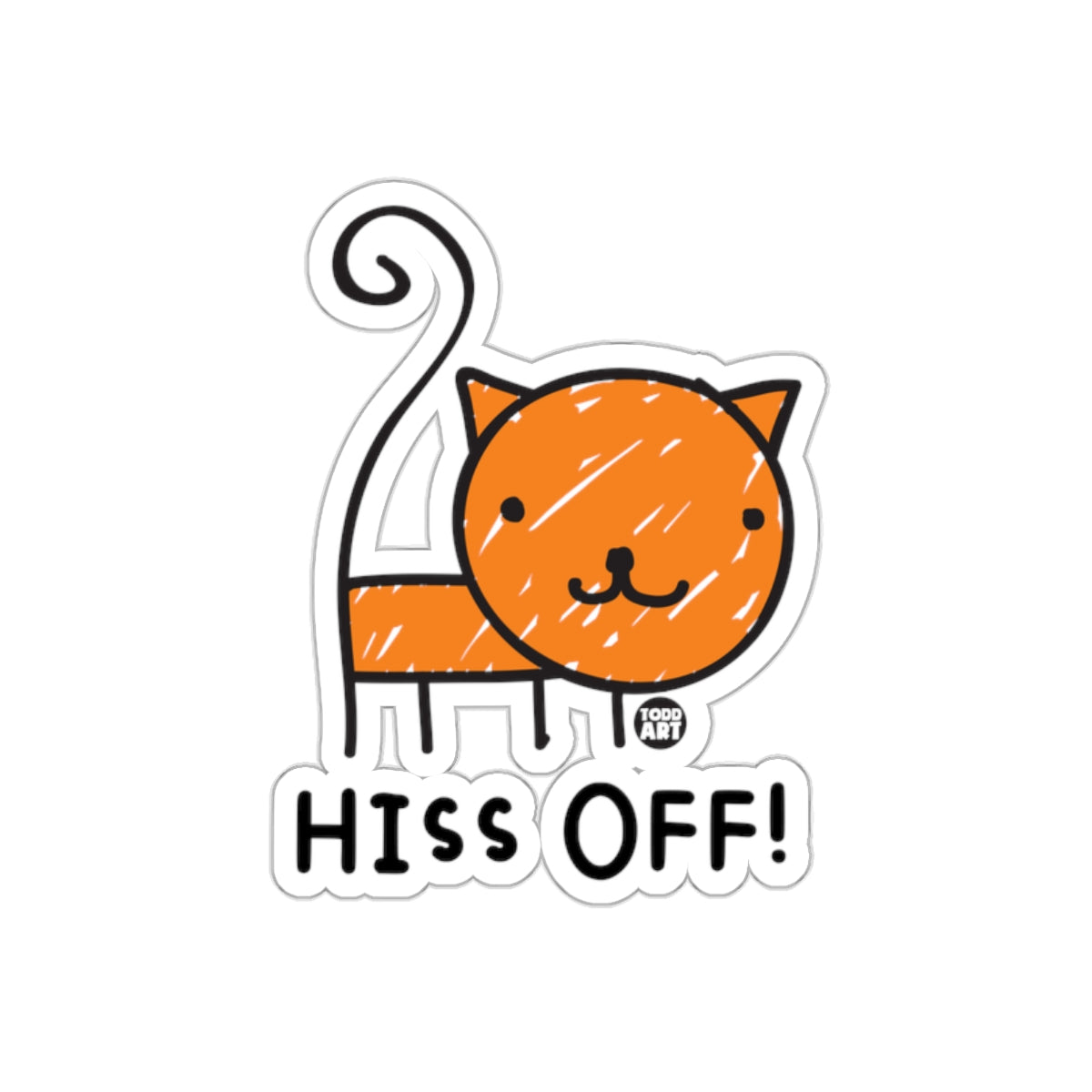 Hiss Off Cute Orange Cat Sticker Fun Art Decal