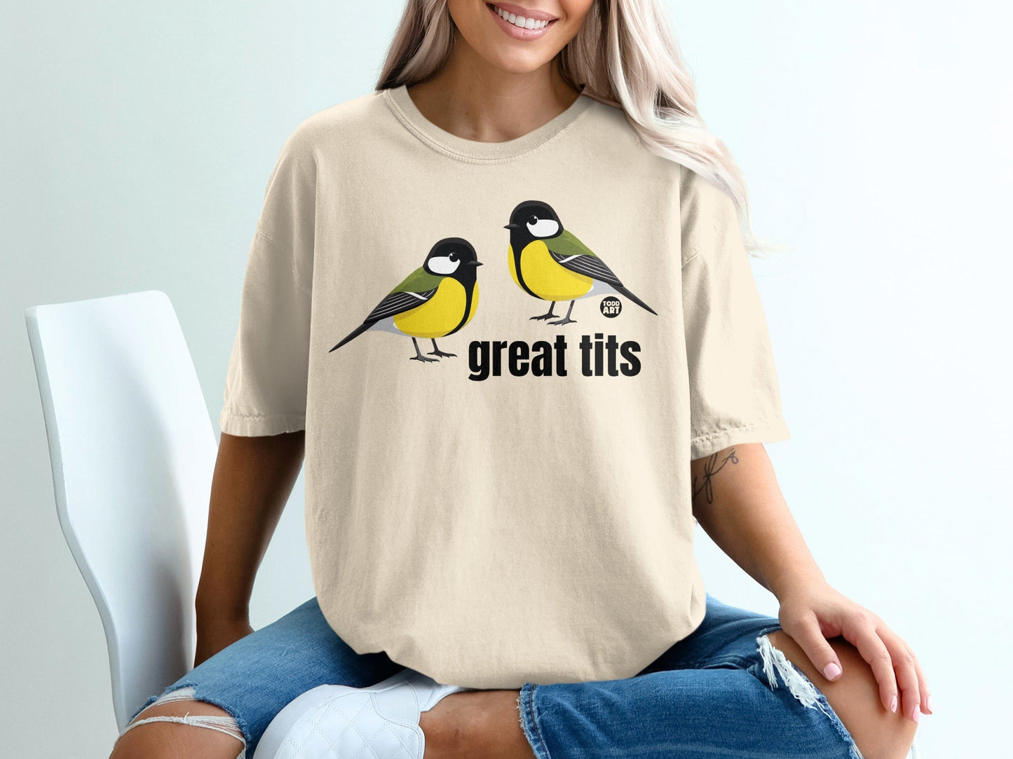 Great Tits Bird Graphic Design T-Shirt