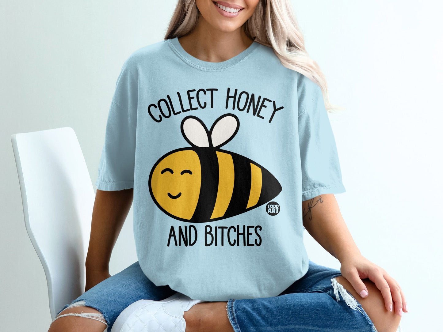 Collect Honey and Bitches Bee Themed Graphic T-Shirt