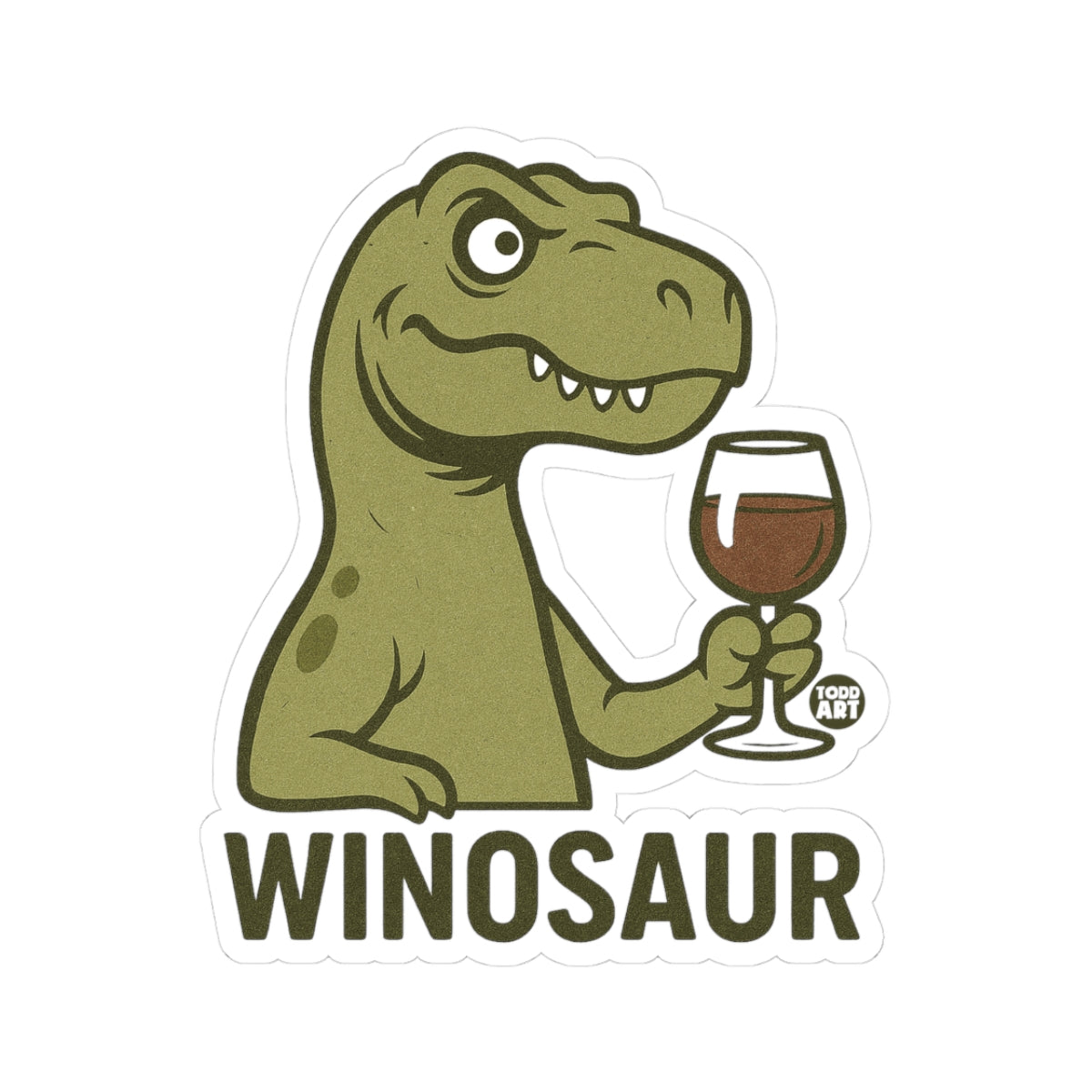 Dinosaur Enjoying WineTodd Art Sticker