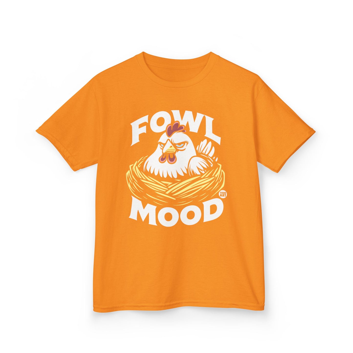 Kids T-Shirt — "Fowl Mood" Grumpy Chicken Graphic Tee