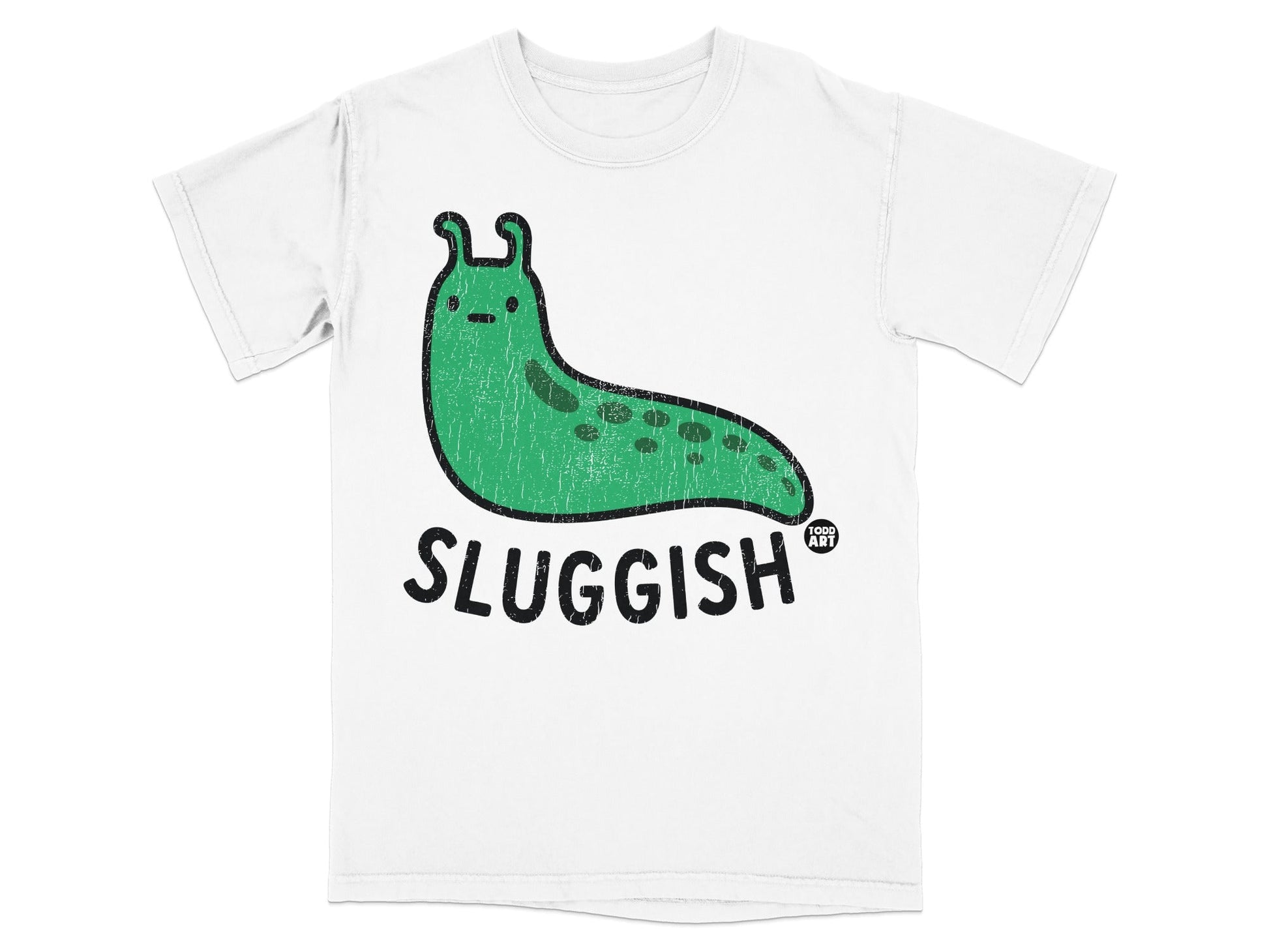 Sluggish Todd Art Green Slug Graphic T-shirt