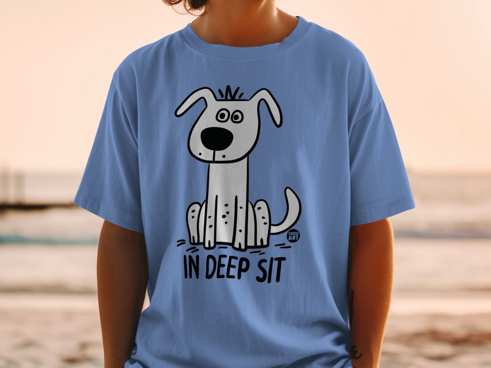 In Deep Sit Cute Dog Graphic T-Shirt with Fun Design
