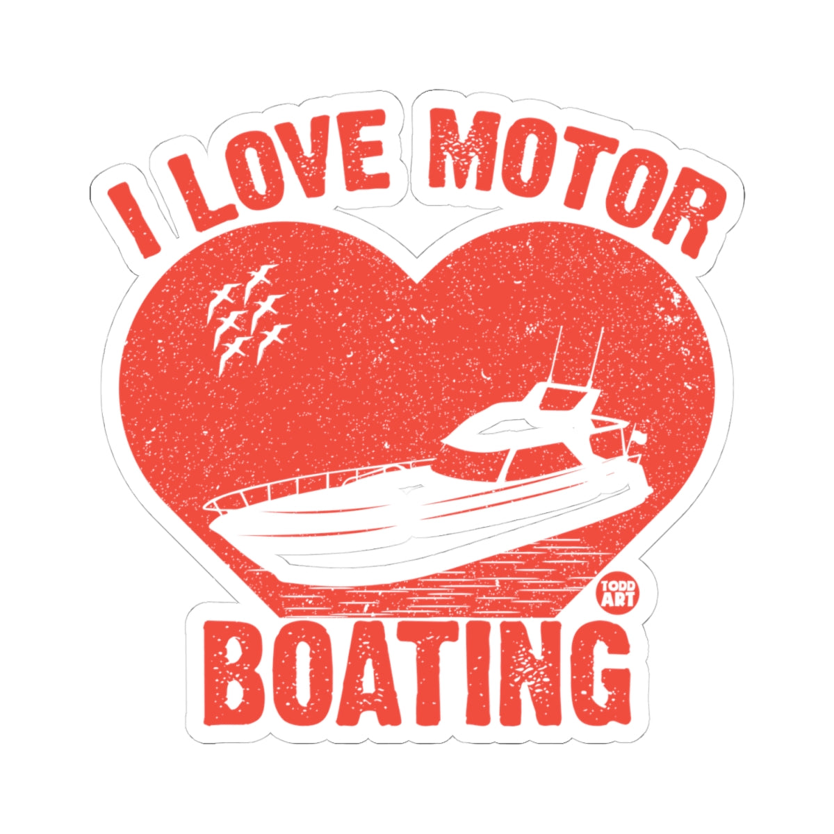 Boating HeartTodd Art Sticker