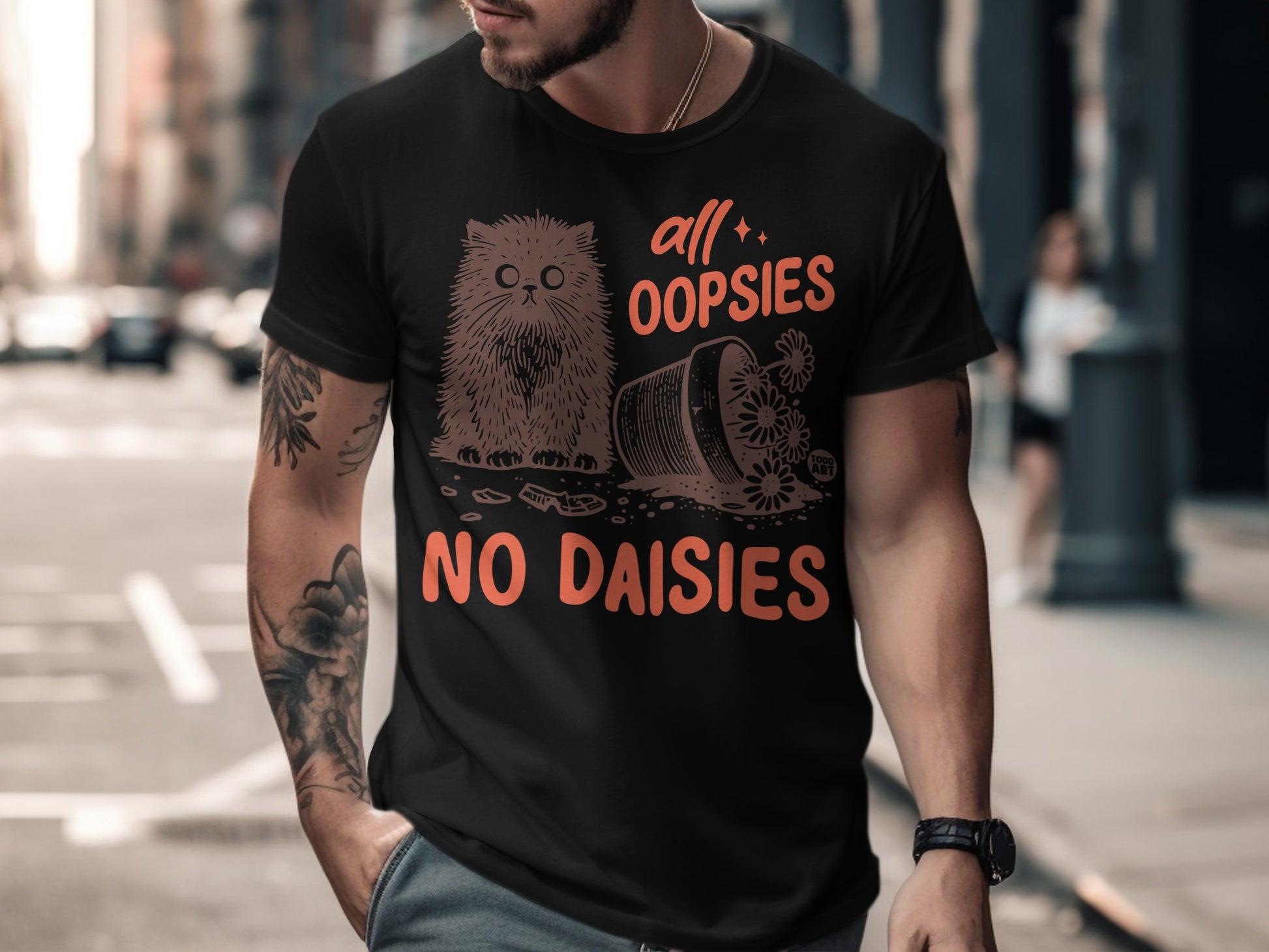 All Oopsies No Daisies Funny Cat T-Shirt