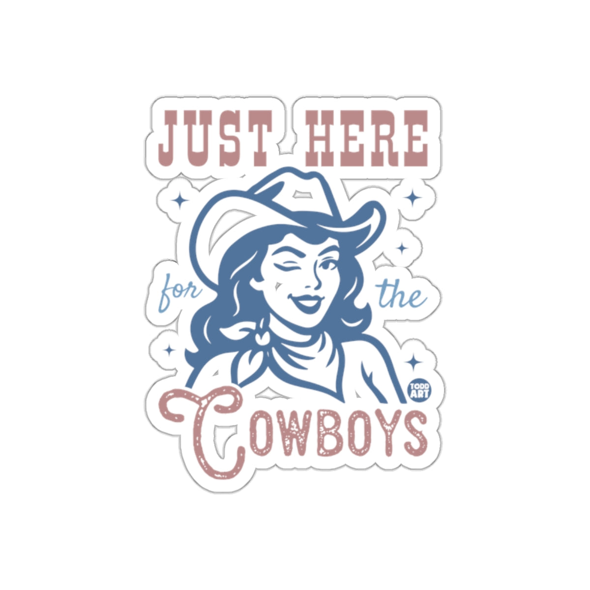 Just Here For The Cowboys Winking Cowgirl Sticker