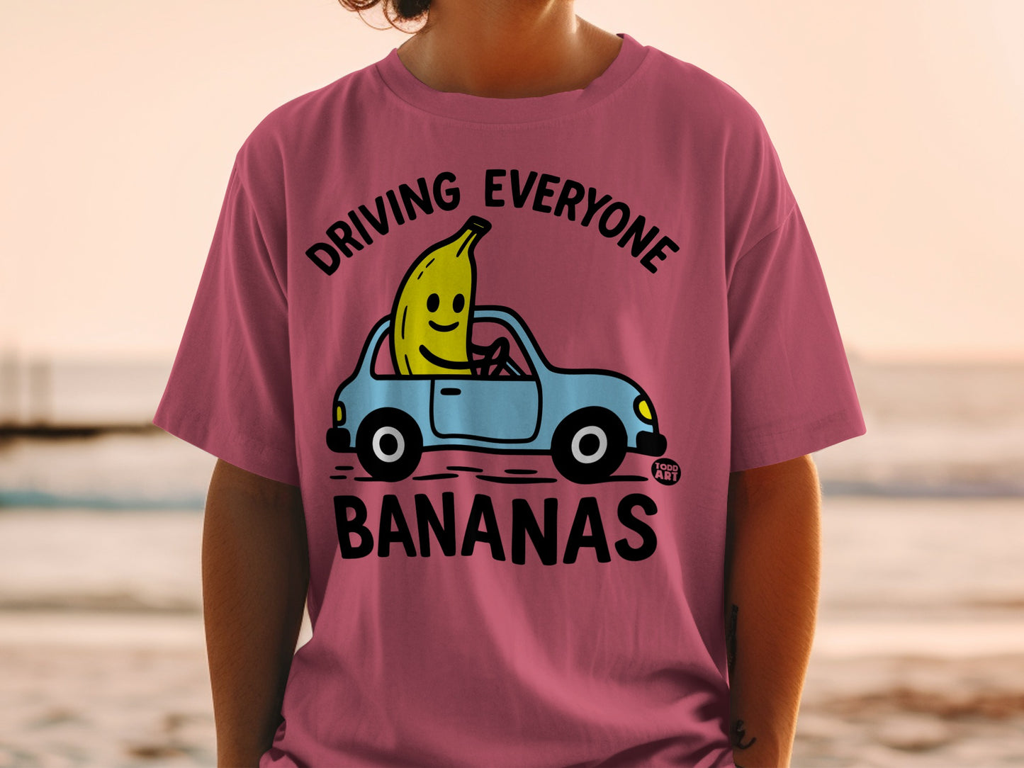 Driving Everyone Bananas Funny Cartoon Banana Car T-shirt