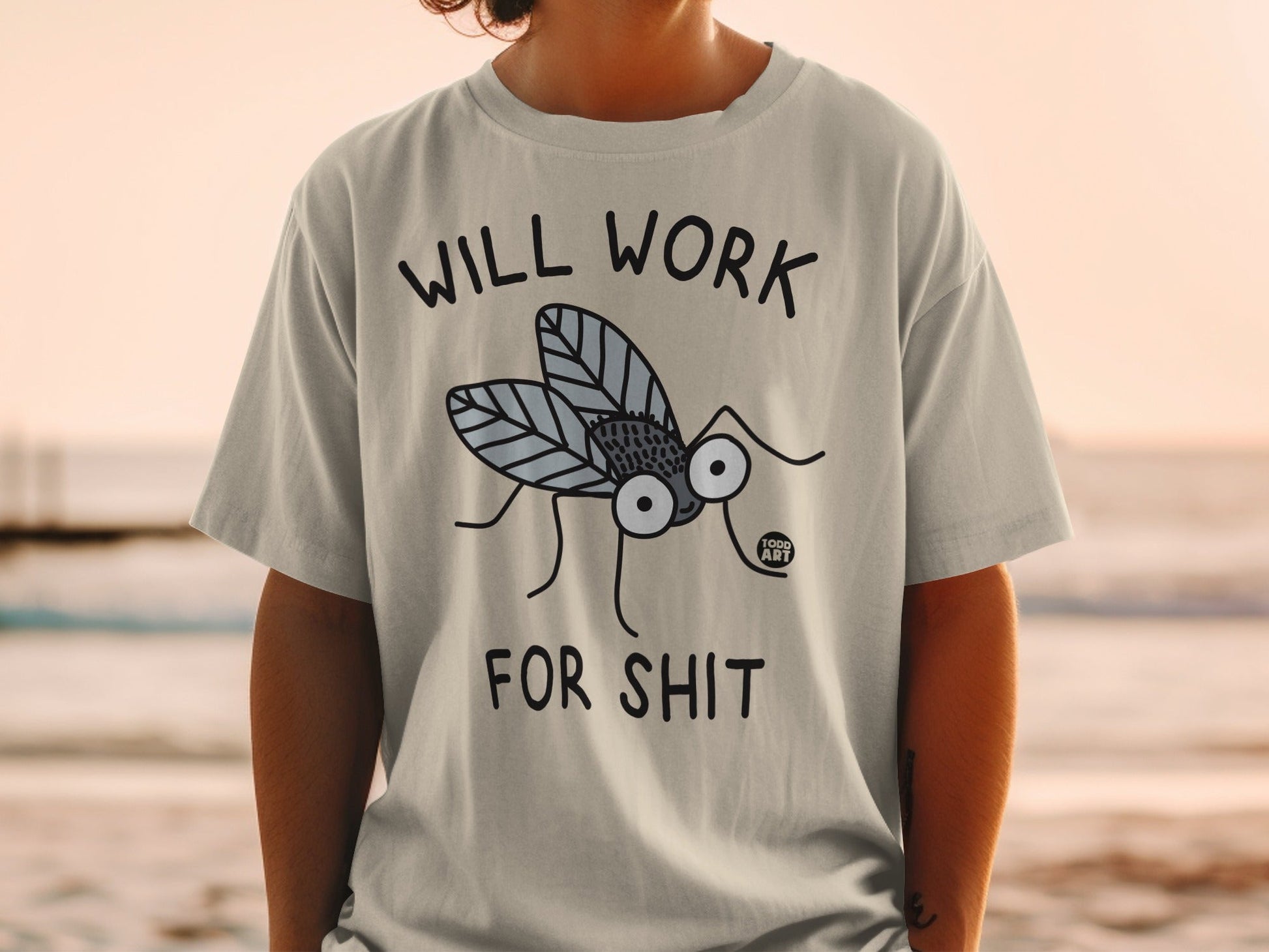 Will Work For Shit Funny Insect Design T-shirt