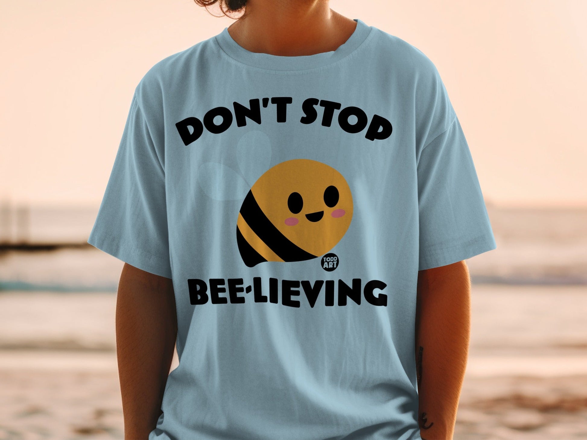 Don't Stop Bee-lieving Cute Graphic Bee T-shirt