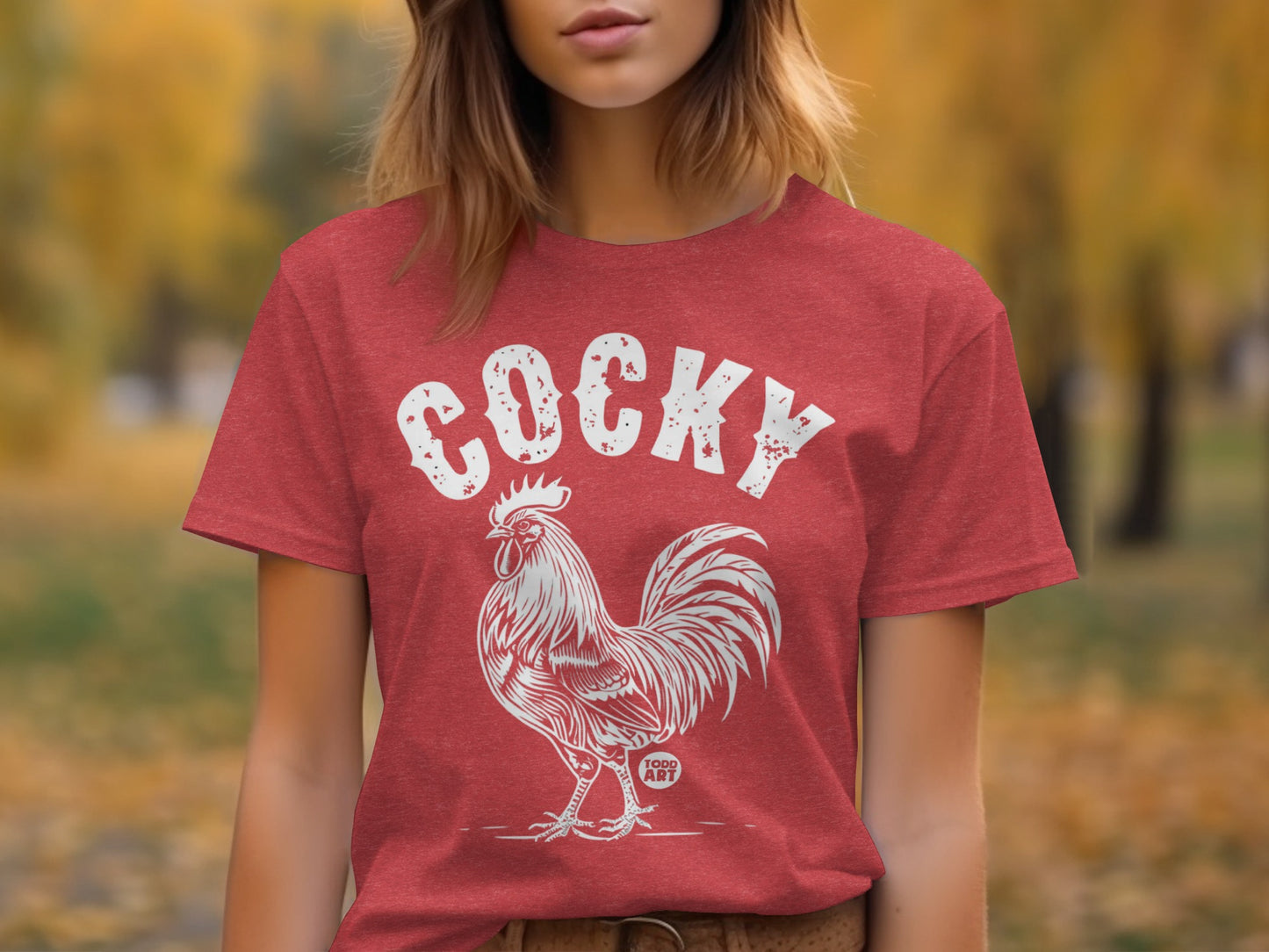 Cocky Rooster Graphic Tee Funny Farm T-Shirt