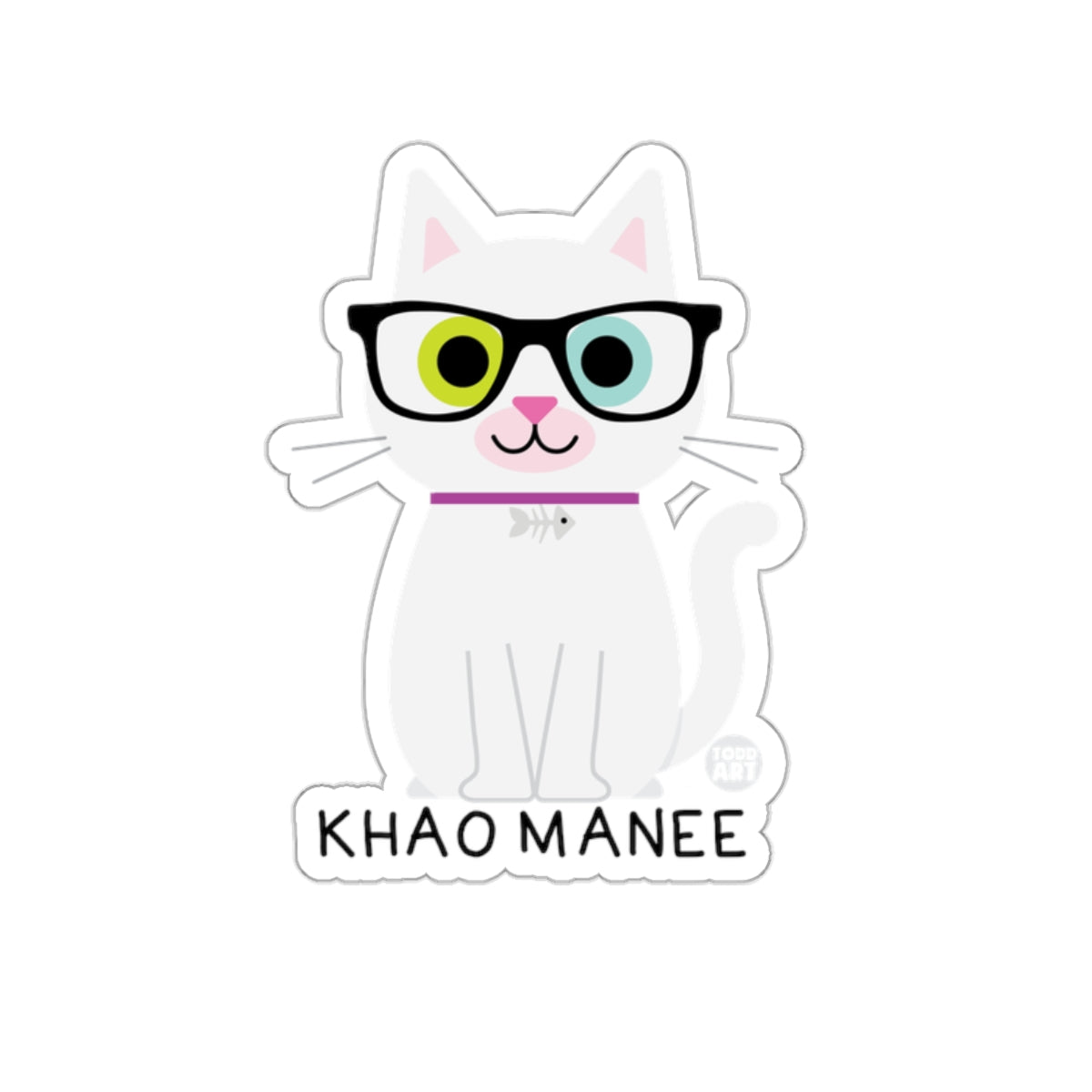 Cute Khao Manee Cat with Glasses Sticker