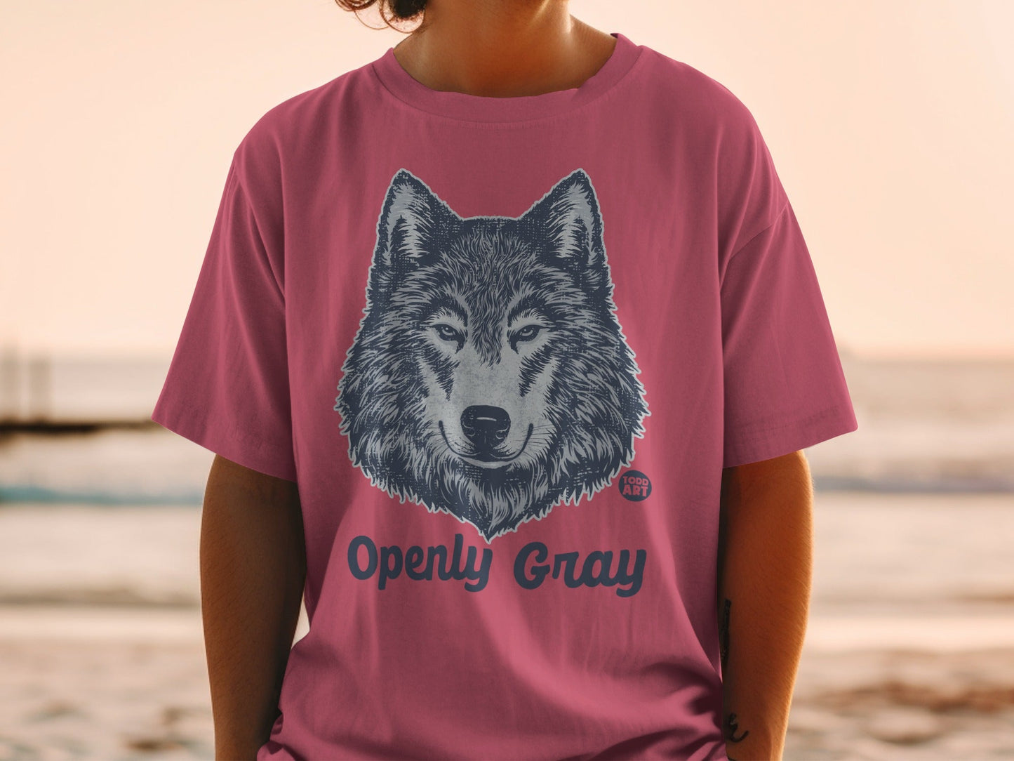 Openly Gray Wolf Graphic T-Shirt Casual Wear
