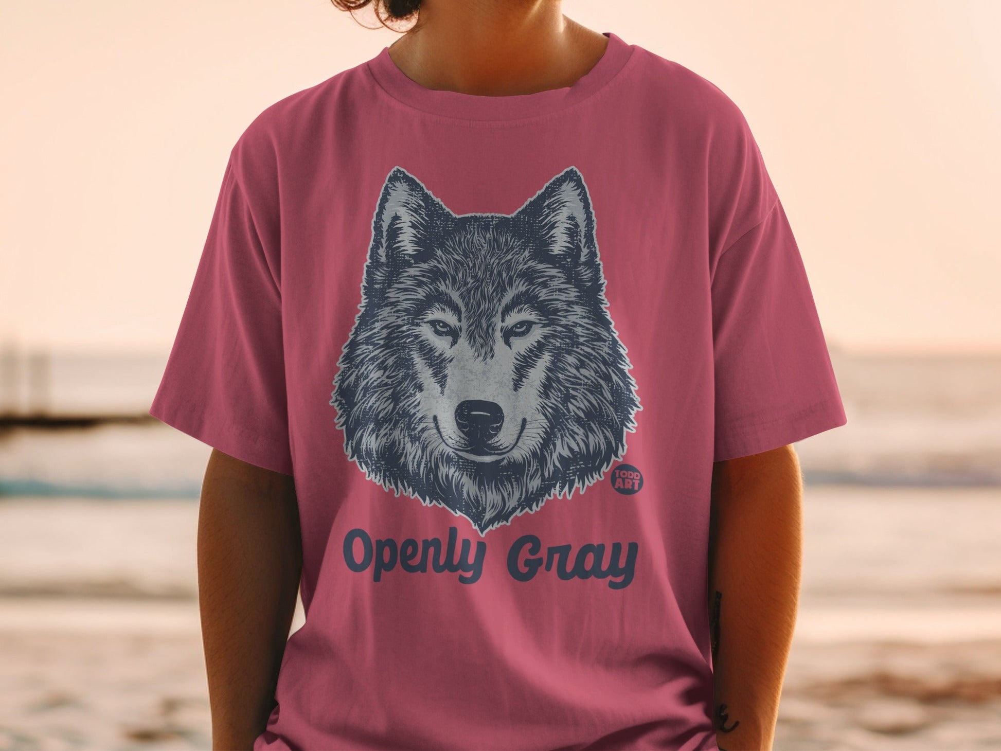 Openly Gray Wolf Graphic T-Shirt Casual Wear