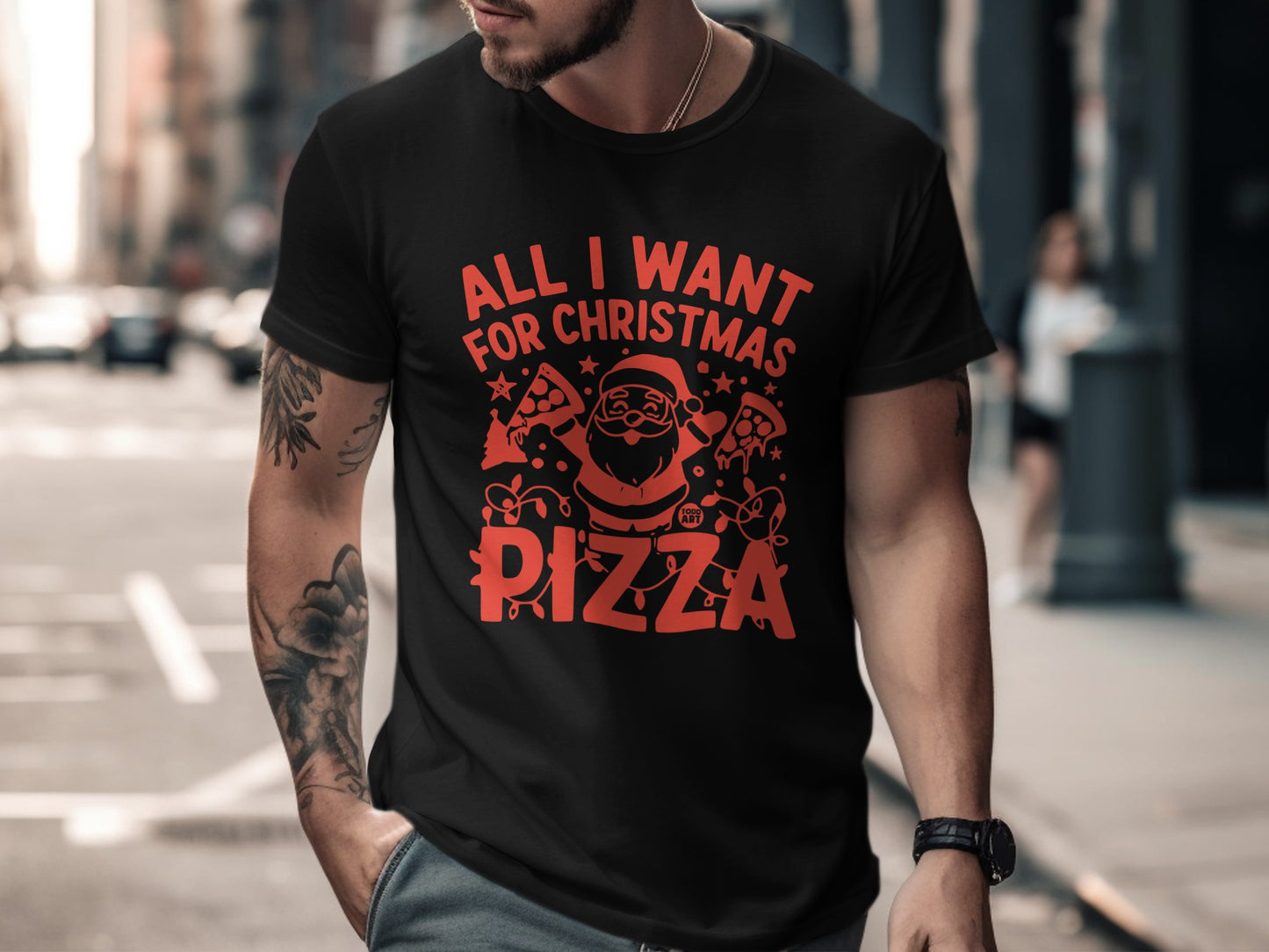 All I Want For Christmas Pizza T-shirt