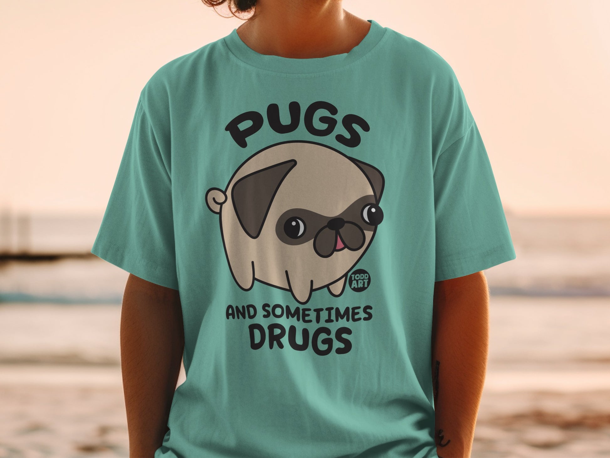Pugs And Sometimes Drugs Todd Art Graphic T-shirt