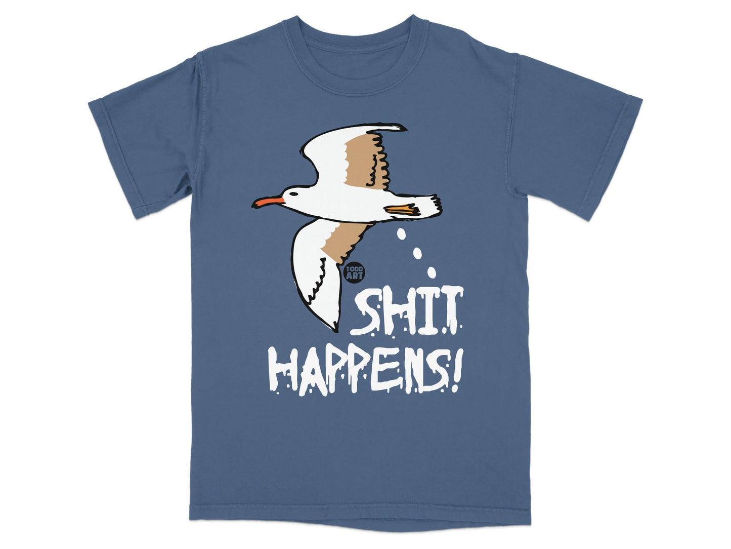Shit Happens Seagull Graphic Printed T-Shirt