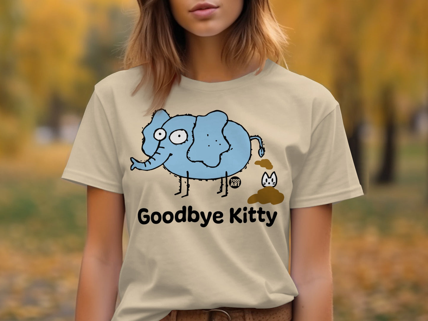 Goodbye Kitty Funny Elephant Graphic T-Shirt