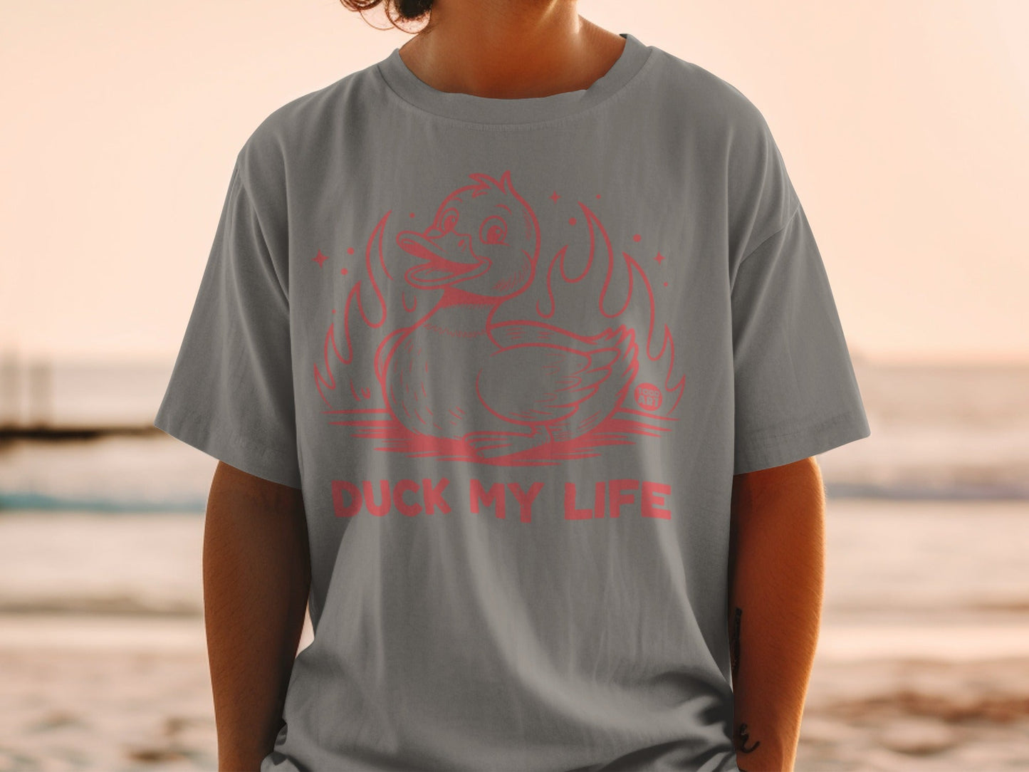 Duck My Life Graphic Tee Shirt with Flame Design