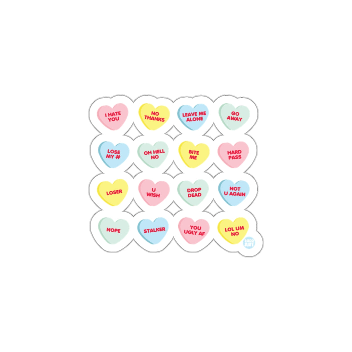 Colorful Heart sticker with Sassy Phrases Collection