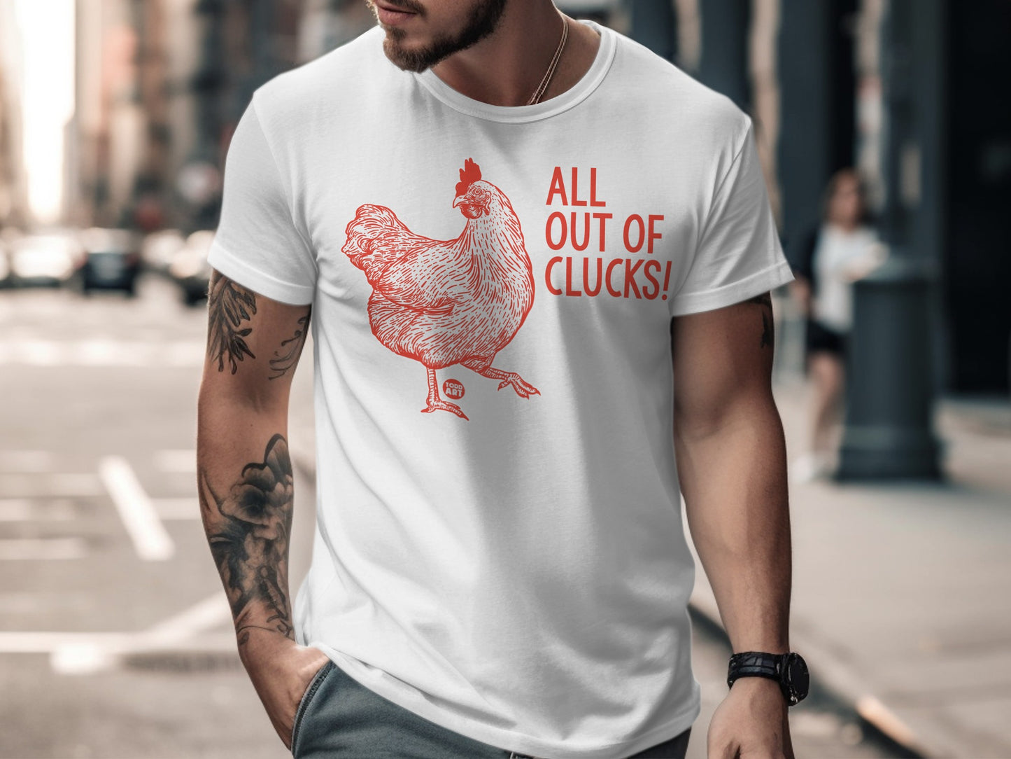 Funny All Out of Clucks Graphic Tee Shirt