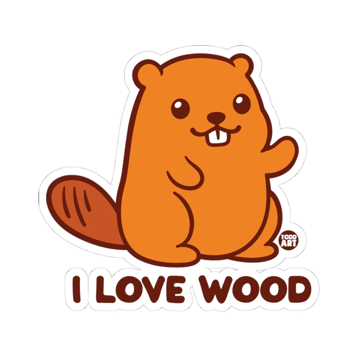 Happy BeaverTodd Art Sticker