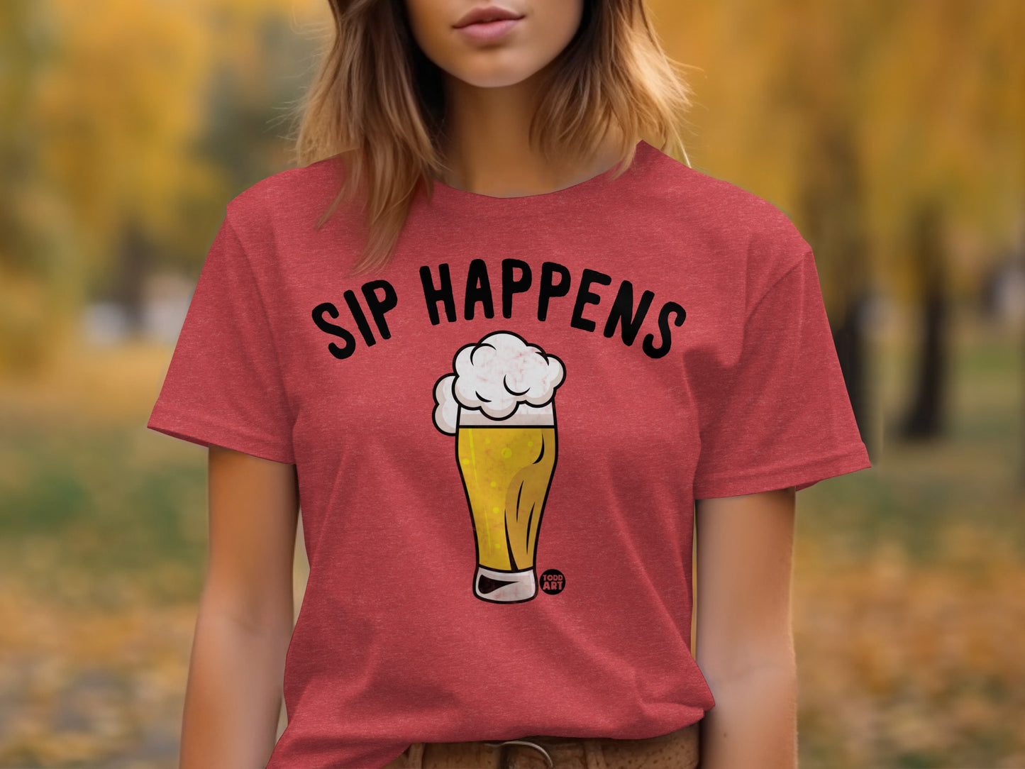 Sip Happens Funny Graphic Beer T-Shirt Casual Tee