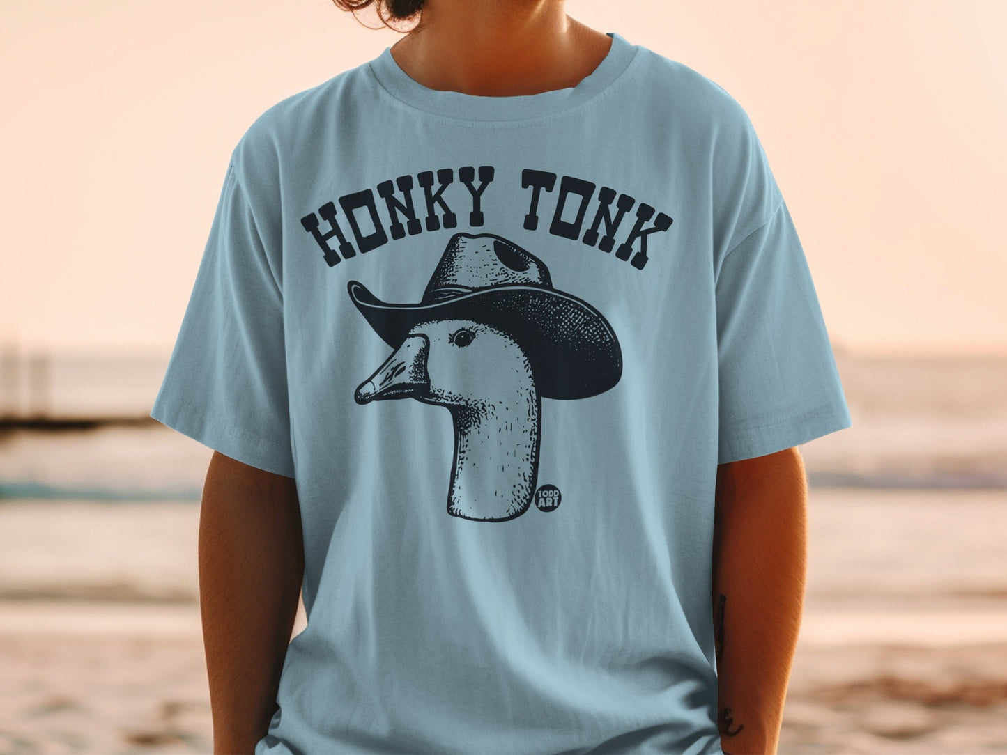 Honky Tonk Duck with Cowboy Hat Graphic Design T-shirt