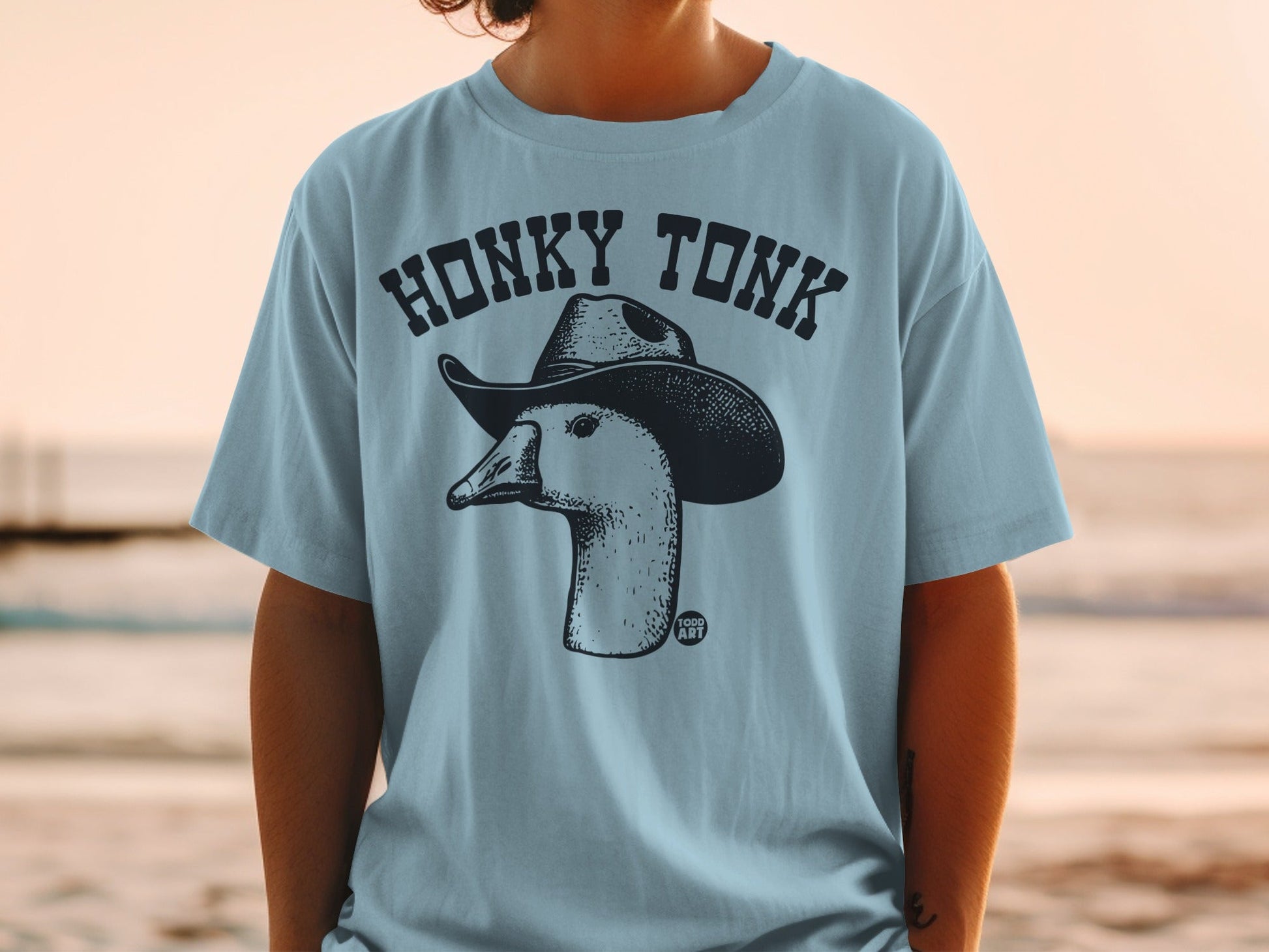 Honky Tonk Duck with Cowboy Hat Graphic Design T-shirt