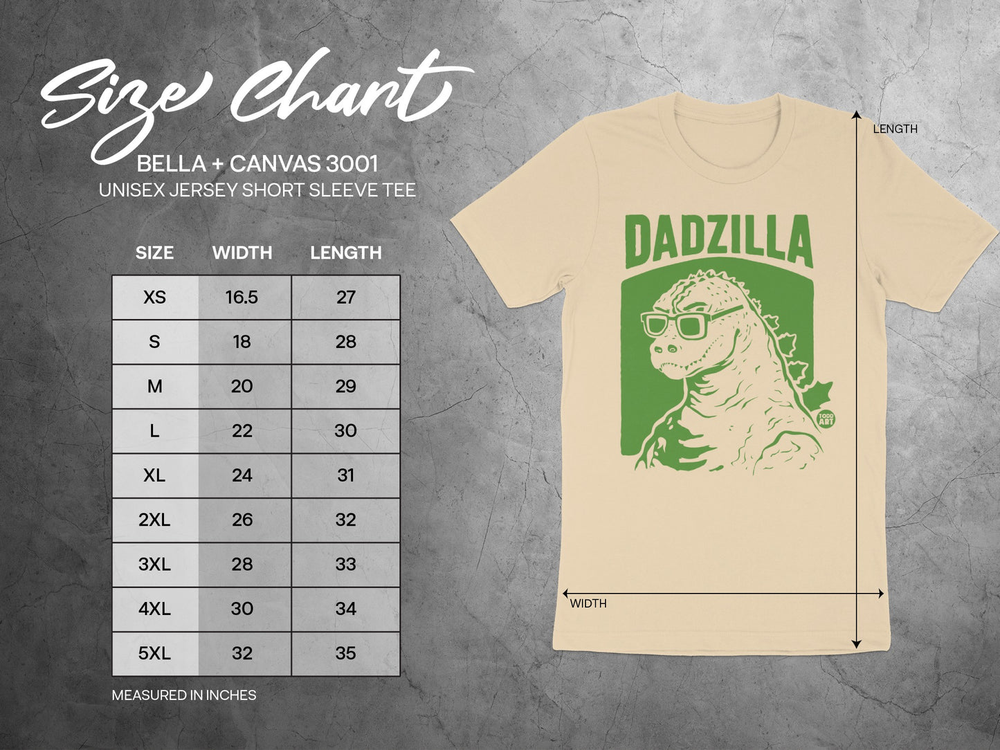 Dadzilla Graphic Tee Bella + Canvas 3001 Shirt