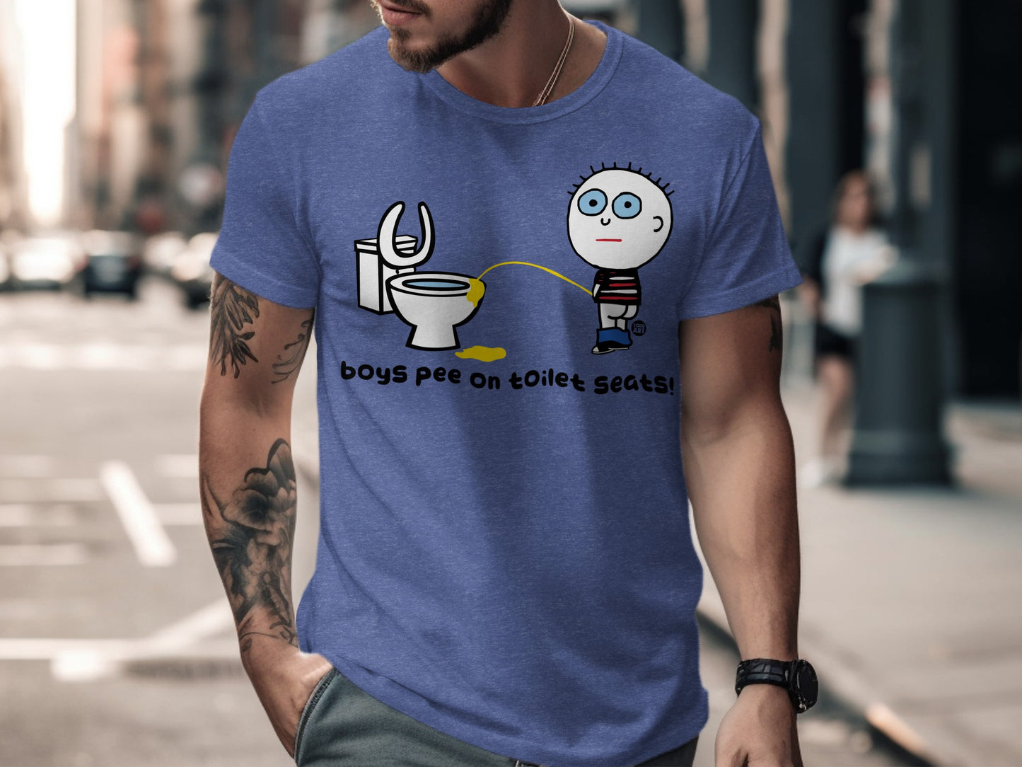 Boys Pee on Toilet Seats Funny Graphic T-shirt