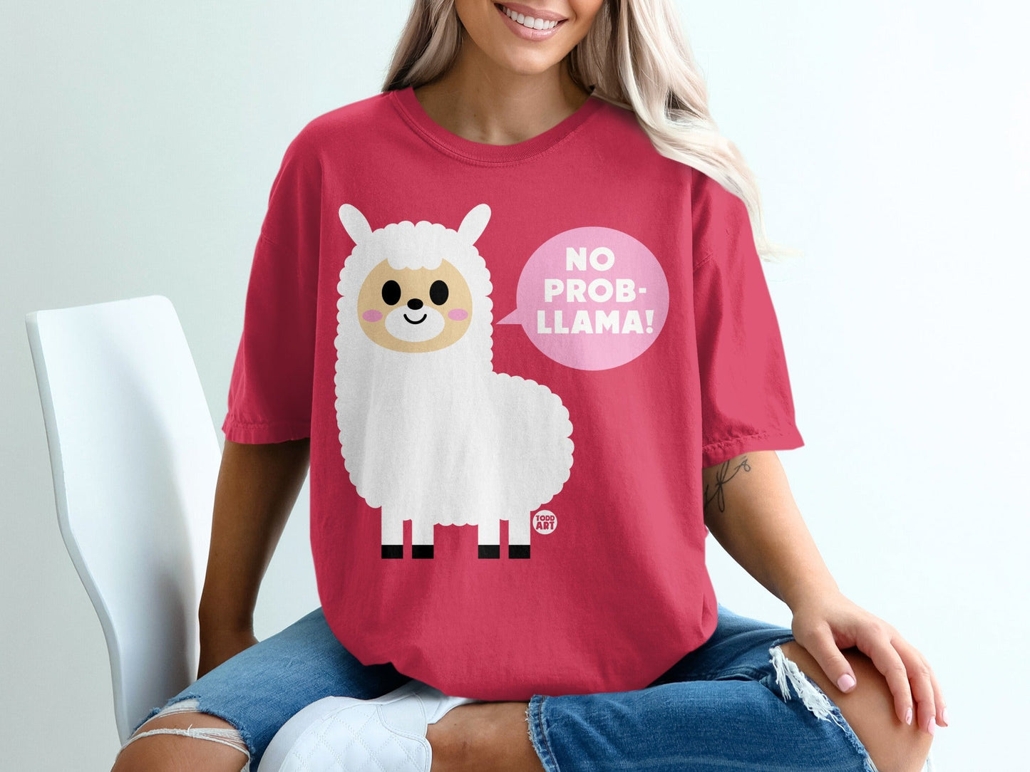 Cute No Prob-llama Graphic Tee Shirt for Llama Lovers