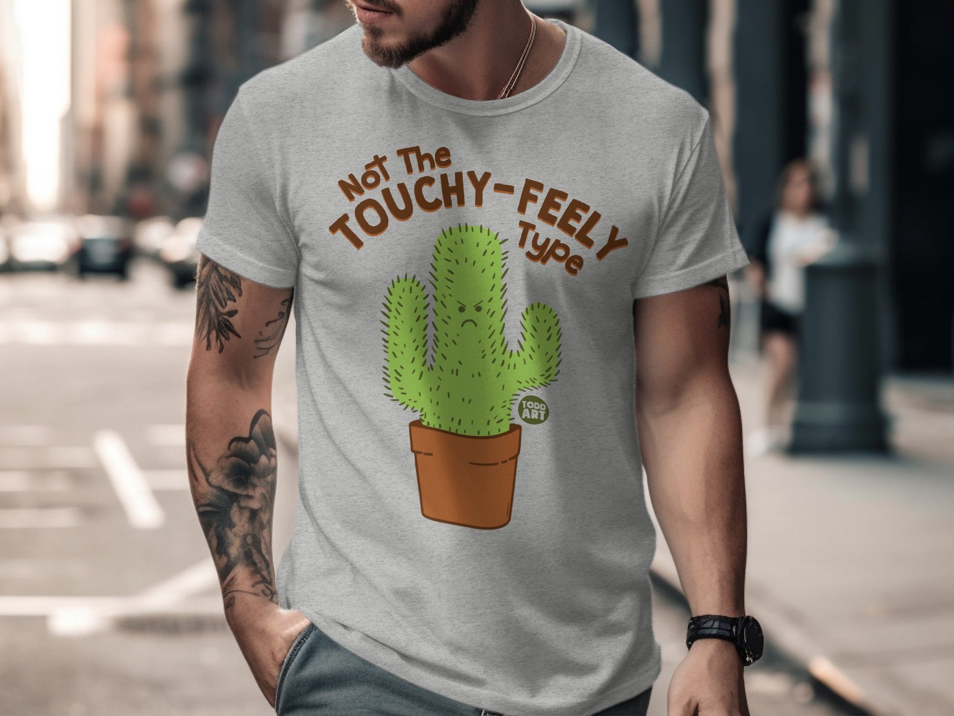 Not The Touchy-Feely Type Cactus Graphic T-Shirt