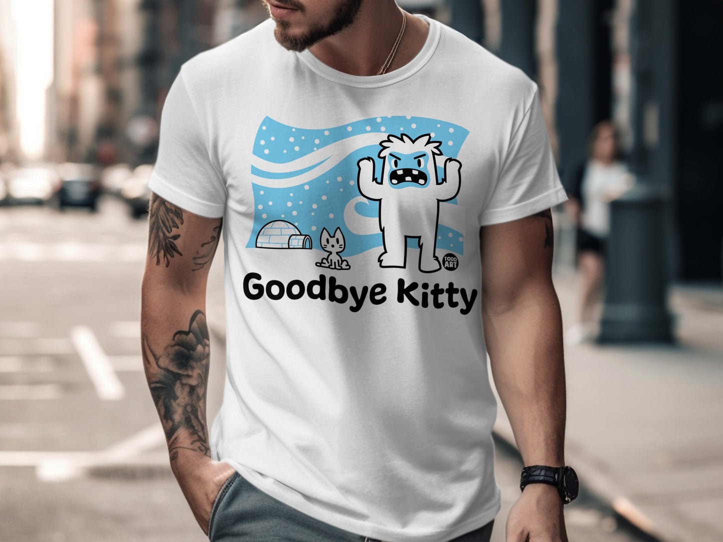Goodbye Kitty Graphic Tee Yeti Design T-Shirt