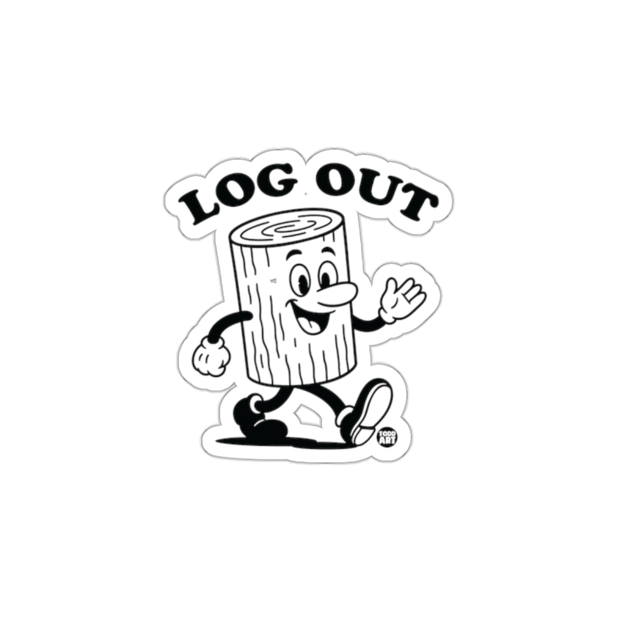 Log Out Sticker with Cartoon Log Design for Fun
