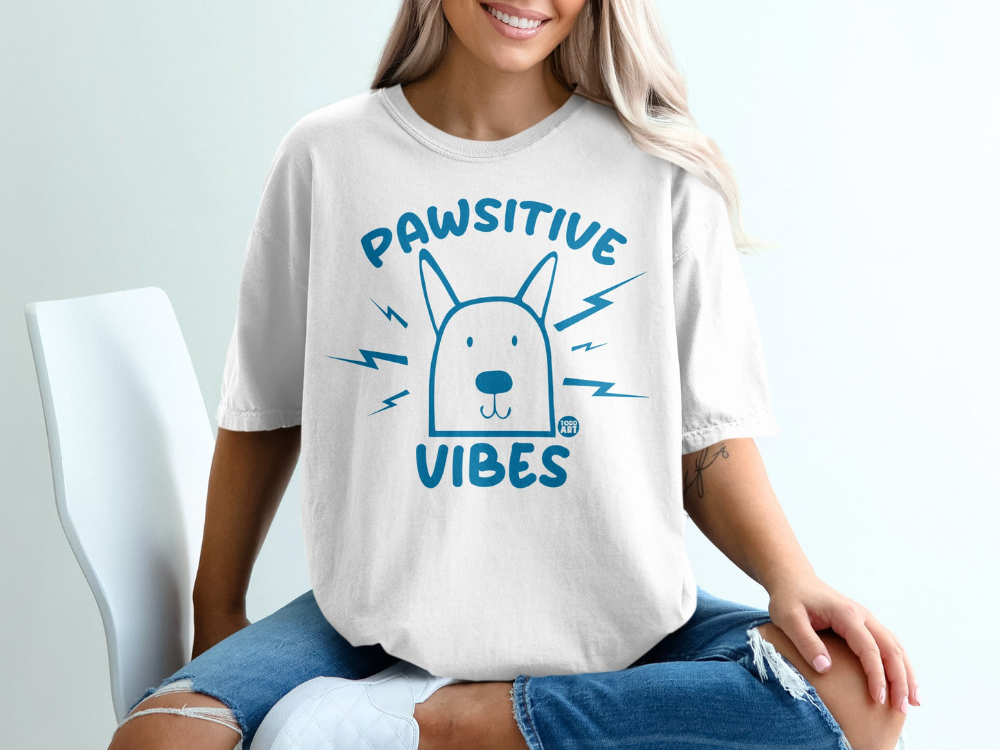 Pawsitive Vibes Graphic Dog Design T-Shirt