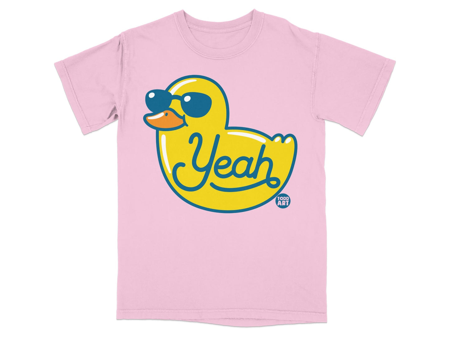 Yeah Yellow Duck Wearing Sunglasses Pink Shirt