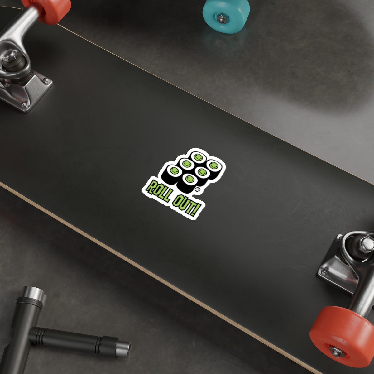 Roll Out Sushi Design Skateboard Deck Sticker