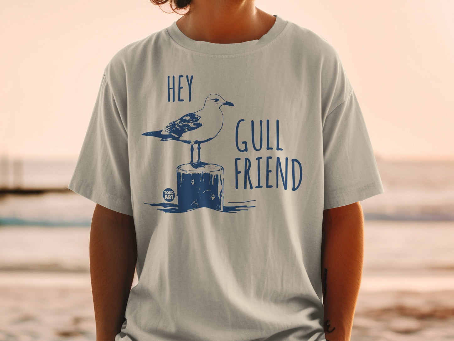 Hey Gull Friend Graphic T-Shirt Casual Wear Design