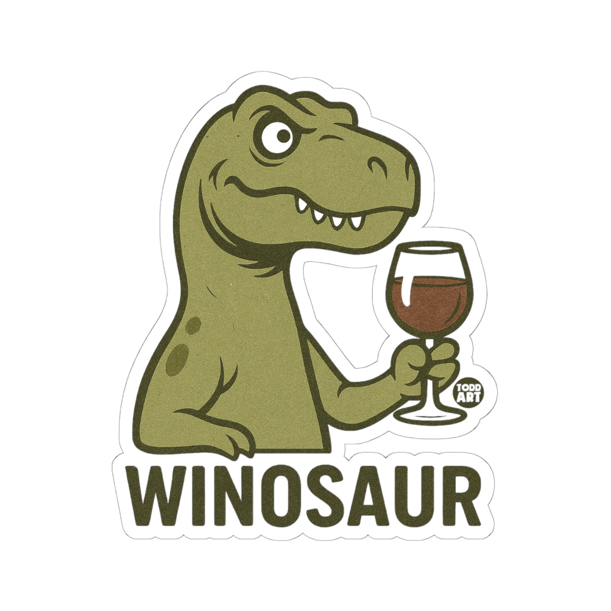 Dinosaur Enjoying WineTodd Art Sticker