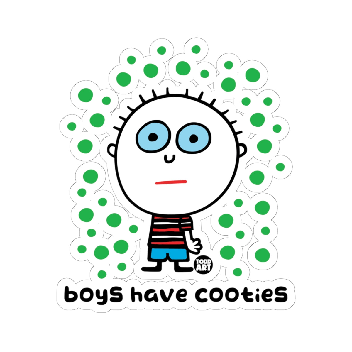 Green Alien Boy Loves Cookies Todd Art Sticker