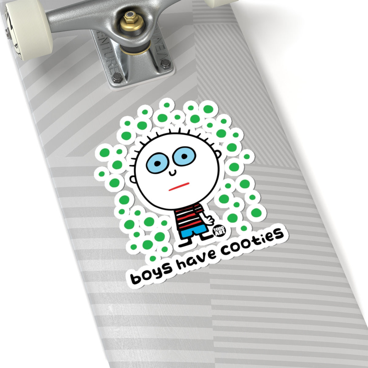 Green Alien Boy Loves Cookies Todd Art Sticker