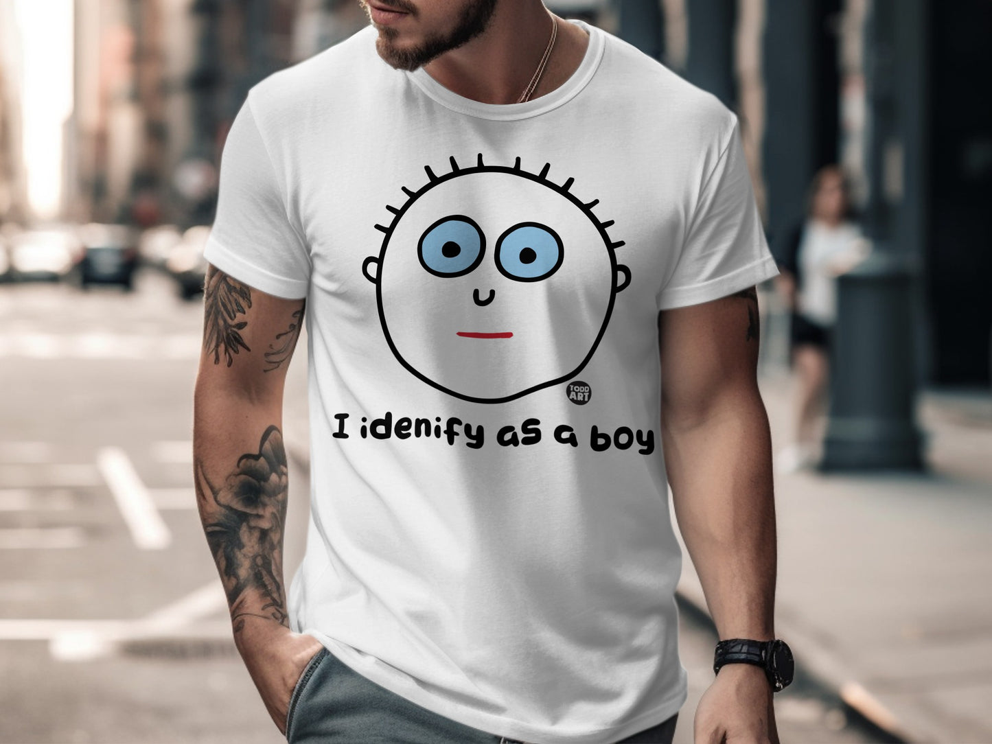 I identify as a boy graphic print t-shirt