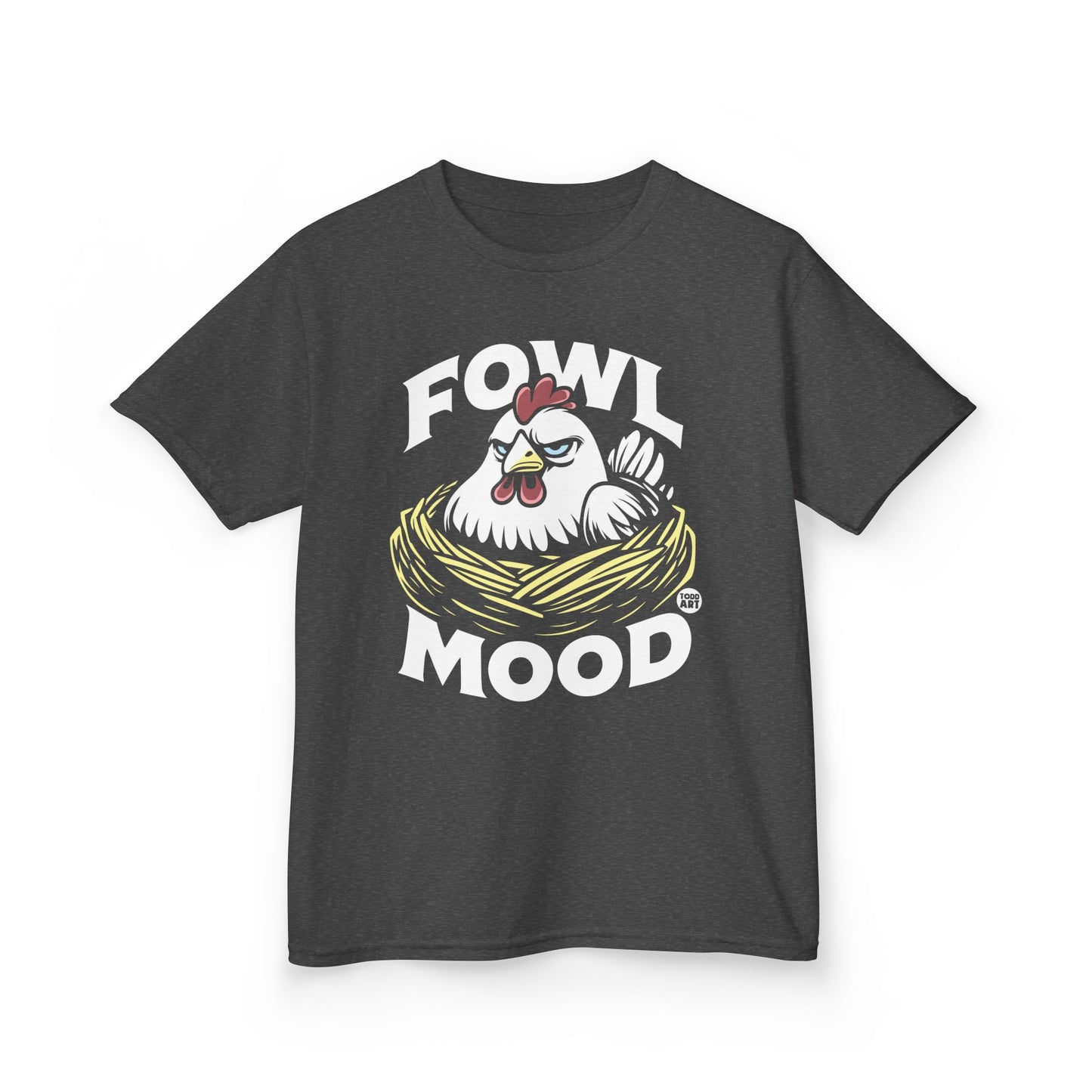 Kids T-Shirt — "Fowl Mood" Grumpy Chicken Graphic Tee