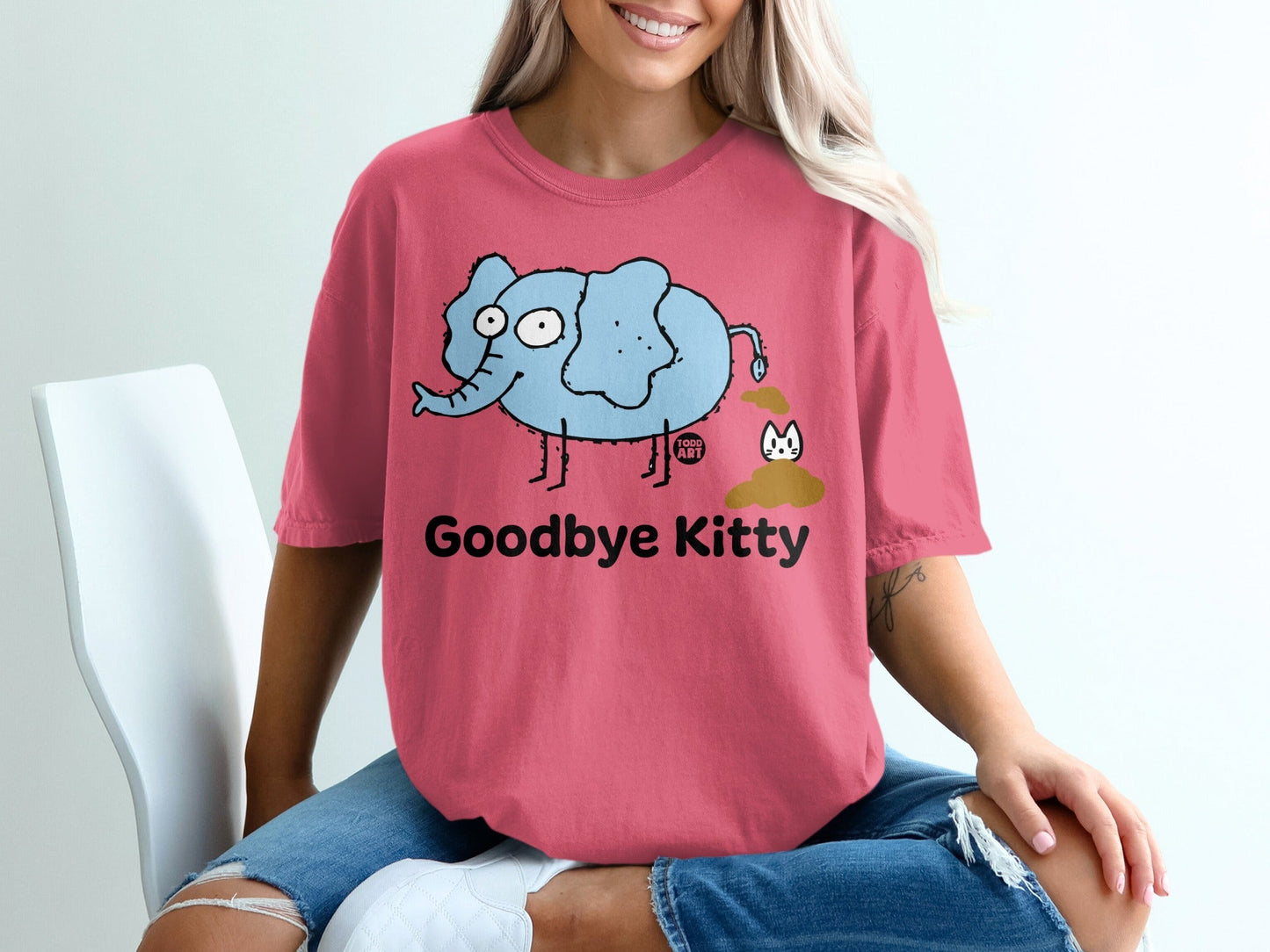 Goodbye Kitty Funny Elephant Cartoon T-Shirt