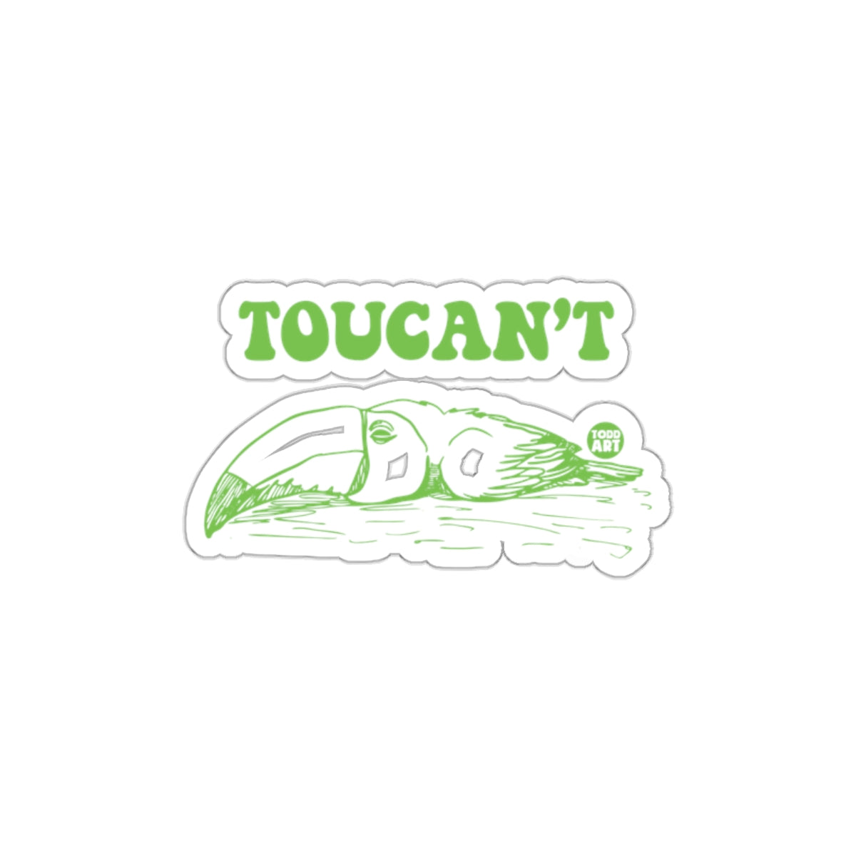 Green and White Toucan't Design Sticker Product